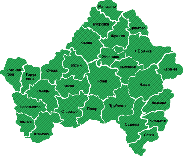 Карта Брянской области с районами. Карта Брянска и Брянской области. Карта Брянской области с районамионами. Брянская область на карте с городами.