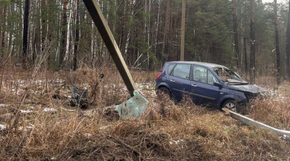 Под Новозыбковом водитель иномарки въехал в опору ЛЭП